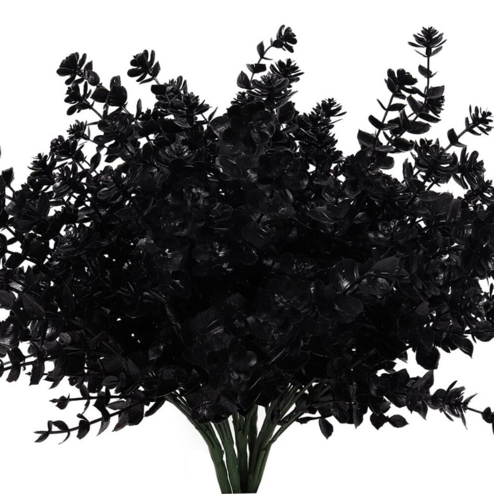 Set of 8 Black Artificial Eucalyptus Stems NEW